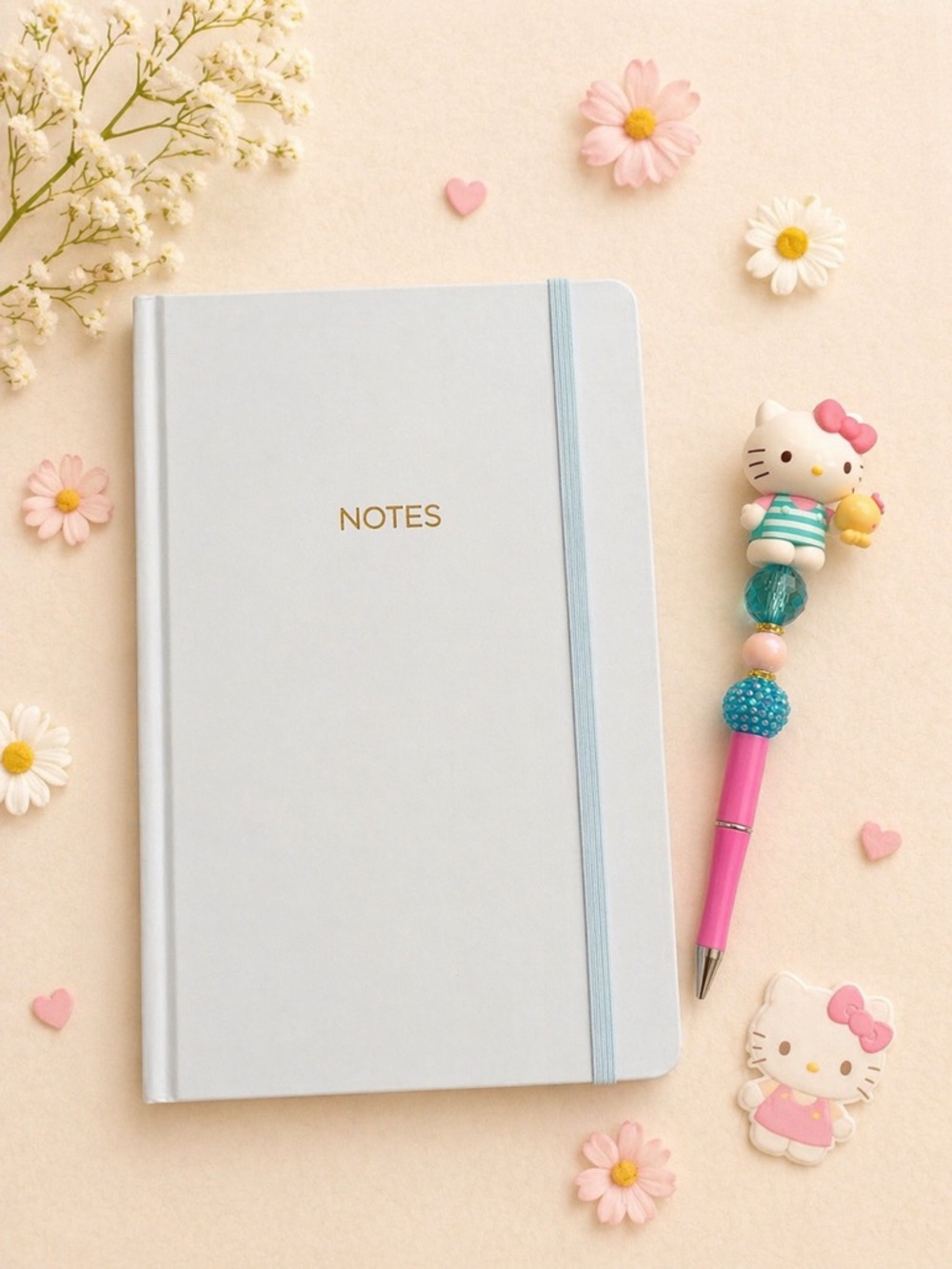 Handmade kitty pen and hardcover notebook. Great gift!